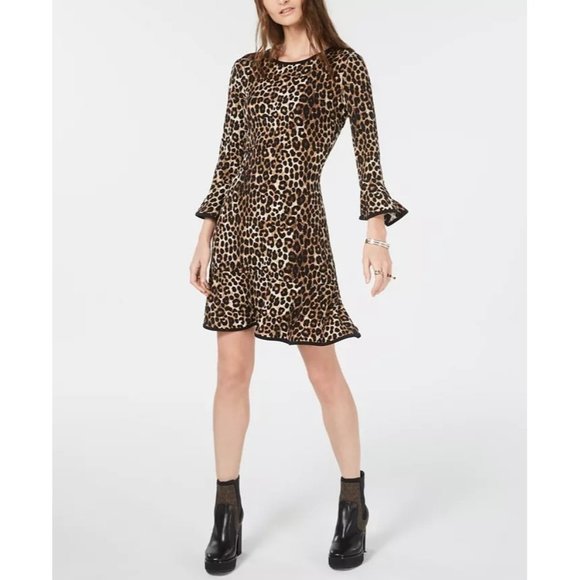 MICHAEL Michael Kors Dresses & Skirts - MICHAEL MICHAEL KORS Leopard Print Bell-Sleeve Dress - Medium NWT